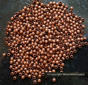 500 Ant Copper plated metal 3mm smooth round spacer beads filler beads FPB216 - Picture 1 of 6