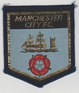 Original Vintage 1970s Football Sew On Patch Manchester City Cloth Badge Unused - Foto 1 di 1
