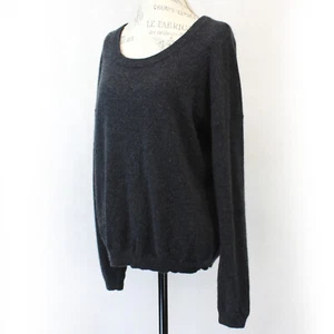 Terre Jacobs 2-Ply 100% Cashmere Knit Soft Round Neck Grey Sweater Medium Large - Picture 1 of 7