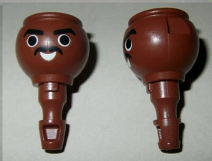 03631, 2x Kopf, Augenbrauen, Schnauzbart, hängend, schwarz (Afrika) - Picture 1 of 1