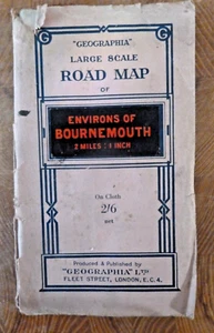Geographia Cloth Road Map Environs of Bournemouth Boscombe Salisbury Southampton - Imagen 1 de 1