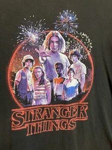 STRANGER THINGS T-Shirt Netflix Black Shirt Fireworks Graphic Adult Large - Picture 1 of 6