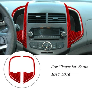 For Chevrolet Sonic Red Carbon Fiber Interior Center Air Vent Outlet Cover Trim - Picture 1 of 12