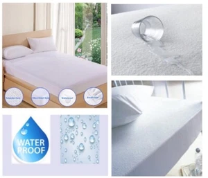TERRY Knit Waterproof Fitted Mattress Protectors EXTRA DEEP 40cm - Picture 1 of 3