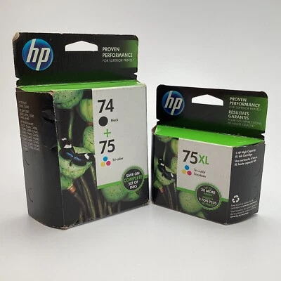(3 TOTAL) Cartuchos de tinta HP 74/75 + 75XL - Paquete combinado - Caducados 2015-2016 Foto 1 de 4