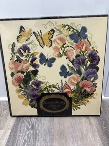 Elizabeth Bradley Needlepoint Kit - Forget-Me-Nots SWEETPEAS Butterflies - Picture 1 of 6
