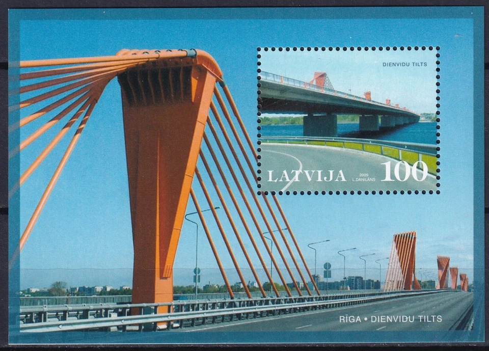 Latvia 2009 Architecture, Bridges MNH Block - Image 1 of 1