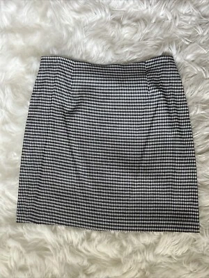 Minifalda recta con estampado negro/blanco Donna Degnan Gingham talla 8 Foto 1 de 4