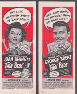 1942 Stampa Pubblicità George Brent "Twin Beds" Film Joan Bennett Home Front Seconda Guerra Mondiale - Foto 1 di 3