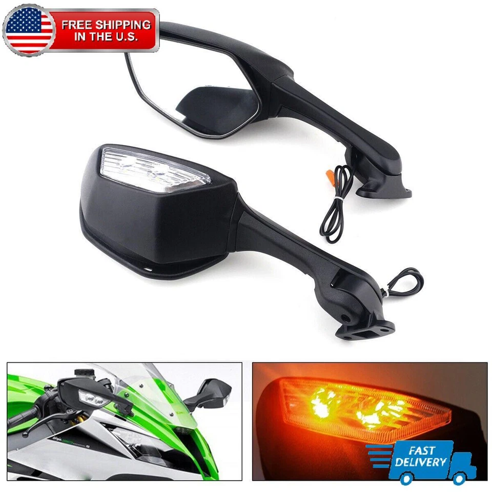 Espejos retrovisores LED intermitente para Kawasaki Ninja ZX10R 2011-15/H2 2014 2015 Foto 1 de 4