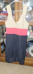 Gently Used BCBG Maxazria Size 6 Dress Zip Up Blue Pink White Sleeveless - Picture 1 of 9