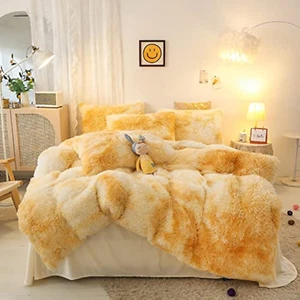 Shaggy Plush Duvet Cover Set Super Soft Fluffy Faux Fur Comforter Cover Set Luxu - Picture 1 of 8