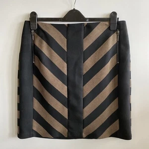 Phase Eight Skirt Size 14 Black Brown Striped Lined Office Workwear Career Women - Picture 1 of 6