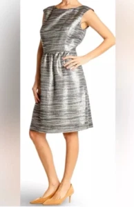 Antonio Melani Dress Silver Gray 12 Shimmer A Line Church Career Event Party - Picture 1 of 11