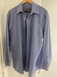 Camisa de vestir Talbots para hombre resistente a las arrugas con botones 15 1/2 34 azul a cuadros larga - Imagen 1 de 4