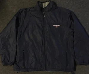 Vtg 90s Polo Sport Ralph Lauren Reversible Fleece Jacket XL Flag 92 Stadium Blue - Picture 1 of 10