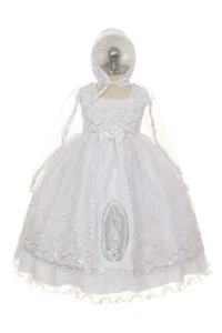 Baby Girls White Dress Baptism Bonnet Virgin Mary Guadalupe Bautizo Cape Toddler - Picture 1 of 1