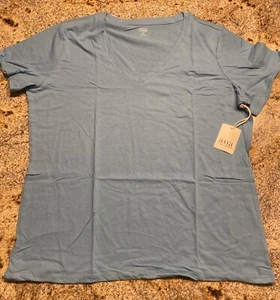 a.n.a Womens V Neck Short Sleeve T-Shirt Country Blue Size XXL NWT - Picture 1 of 3