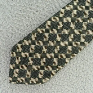 Paul Zileri Mens Neck Tie Silk Green Yellow Check 4" 58" Long Italy - Picture 1 of 8