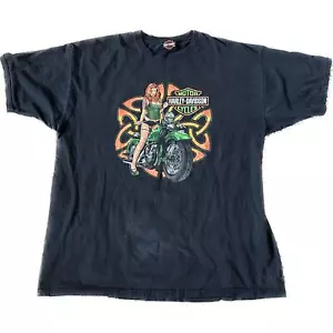 Camisa Harley Davidson Celtic Red Head Girl Negra XL Gráfica Doble Cara - Imagen 1 de 7