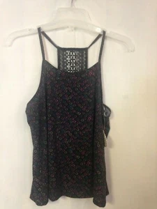 SO BRAND Girls Crochet Back Printed Tank XXL Size 16 Ditsy Dot - Black - Picture 1 of 7
