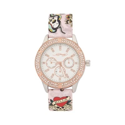 Ed Hardy Ladies Rubber Silv/Multi(Print) Plain Analog Watch - Image 1 of 2