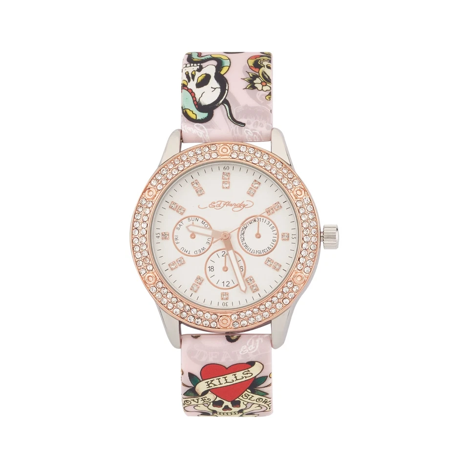 Ed Hardy Ladies Rubber Silv/Multi(Print) Plain Analog Watch - Image 1 of 2