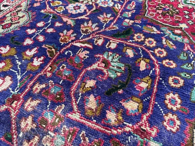 6x9 BLUE ANTIQUE ORIENTAL RUG HANDKNOTTED real navy purple vintage handmade 6x10 - Image 1 of 4