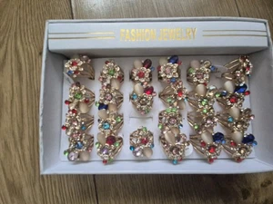 23 Women Fashion Jewellery Rings Gold Colour Sparkling Rings New Job Lot - Picture 1 of 1