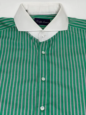 RALPH LAUREN 紫色标签法国 CUFF KEATON 领正装衬衫 16.5 ~ 450 美元 #1 — 第 1/4 张图片