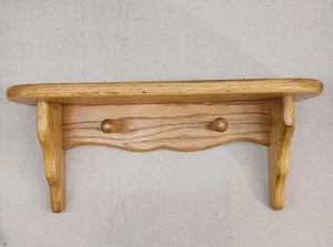 Solid Oak Wood Wall Shelf With Plate Groove And Pegs 18" Long - Picture 1 of 13
