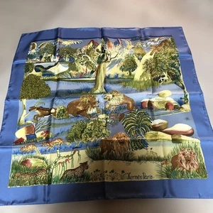 HERMES Carré 90 NUBA MOUNTAIN Animal 100% Silk Scarf Blue Tags Box Unused. - Picture 1 of 6
