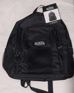 Von Dutch 17" Rucksack schwarz Laptop Aufbewahrung Übernachtung Reisen Neu mit Etikett - Bild 1 von 6