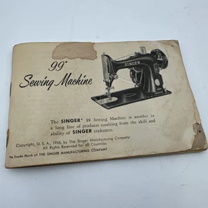 Raro 71 páginas 1955 manual de usuario para máquinas de coser Singer 99 - Imagen 1 de 10