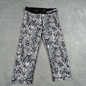Nike Pro Tights Medium Snakeskin Print Black White 823478-100 Compression Pants - Picture 1 of 7
