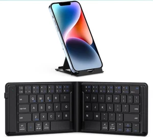 iClever Foldable Bluetooth Keyboard IC-BK06 SE USB-C PU Leather Multi Device - Picture 1 of 6