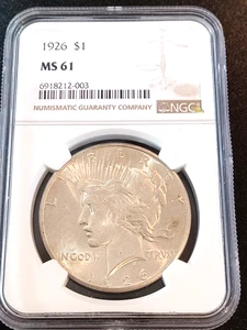 1926 NGC MS61 U.S. Peace Dollar - Picture 1 of 2