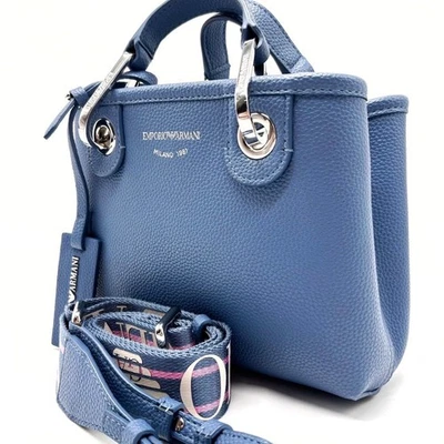 EMPORIO ARMANI Handbag Tote Bag Shoulder Bag Leather Blue Women's FROM JAPAN - Image 1 of 4
