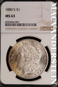 1880-S Morgan Dollar - NGC MS 63 - Brilliant Uncirculated Lustrous #SLi251 - Picture 1 of 2