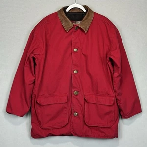 Vintage 90er Marlboro Country Store Jacke Mantel Herren L rot Flanell/Steppfutter Taschen - Bild 1 von 19