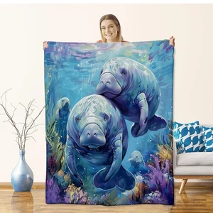 Manatee Blanket for Kids Adults, Flannel Manatee Blankets Gifts, Manatee Thro... - Bild 1 von 6