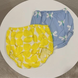 2 Piezas de Pantalones Cortos Jacadi Algodón Bloomers Estampado Limón/Libélula 12 Meses Nuevos sin Etiquetas - Imagen 1 de 7