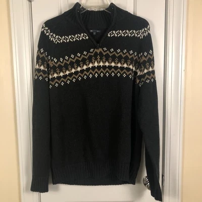Suéter Gap Para Hombres Cuello Simulado Cremallera Talla 2XL Fair Isle Preppy Resistente Oscuro Academia Foto 1 de 4