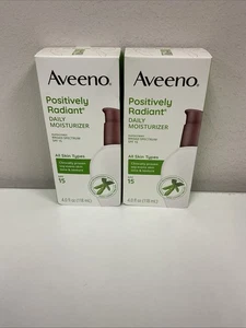 Aveeno Positively Radiant Skin Daily Moisturizer SPF 15 4oz Lot of 2 B63-52 - Picture 1 of 5