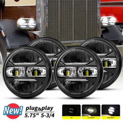 2025 Nuevos 4 Piezas 5-3/4 5.75" LED Halo Faros Alto/Bajo Para Peterbilt 349 359 Foto 1 de 4