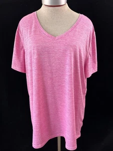 Athletic top size 3X 22 short sleeve pullover V neck pink stripe pullover - Picture 1 of 5