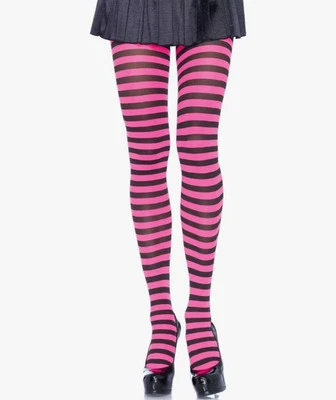 Women's Nylon Striped Tights Pink/black Costume Accessory - Image 1 of 4