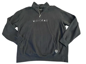 Maglione pullover Welcome Eclipse nero 1/4 zip uomo XL skater ricamato - Foto 1 di 5