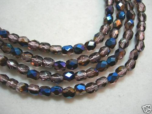 100 Blue Lilac AB Fire Polish Czech Glass 4mm beads  - Image 1 of 1