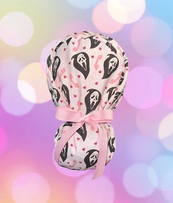 Ghostface scrub cap, Halloweenponytail scrub cap, Scream cap, Chucky scrub cap - Image 1 of 4